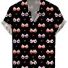 Men DJ Shirts | Boobs Print Casual Short Sleeve Shirt Black