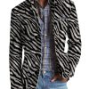 Men DJ Print Jacket | Retro Zebra Print 3-Pocket Lapel Casual Blazer Gray