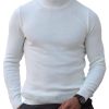 Men DJ Sweater | Versatile Turtleneck Knitted Pullover Sweater White