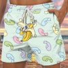 Men GYJ Bottoms | Cocks And Banana Print Track Shorts Light Green