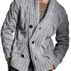 Men DJ Cardigan | Retro Solid Color Cable Casual Knitted Cardigan Gray