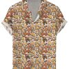 Men DJ Shirts | Boobs Print Casual Short-Sleeved Shirt Khaki