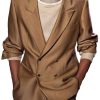 Men DJ Jacket | Retro Solid Color 3 Pocket Double Breasted Lapel Casual Blazer Camel