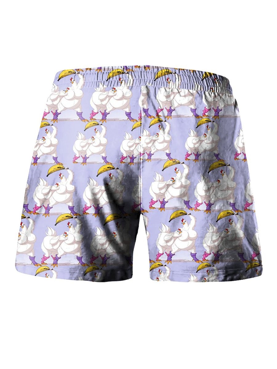 Men LJC Shorts | Rooster Print Lounge Shorts Photo Color