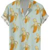 Men DJ Shirts | Fun Banana Cock Print Short Sleeve Shirt Green