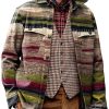 Men BXL Print Jacket | Men'S Casual Pastoral Landscape Print Single Breasted Pocket Jacket 71173752Xl Purple