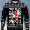 Men DJ Ugly Sweater | Fun Cartoon Santa Claus Print Casual Crew Neck Sweatshirt Black