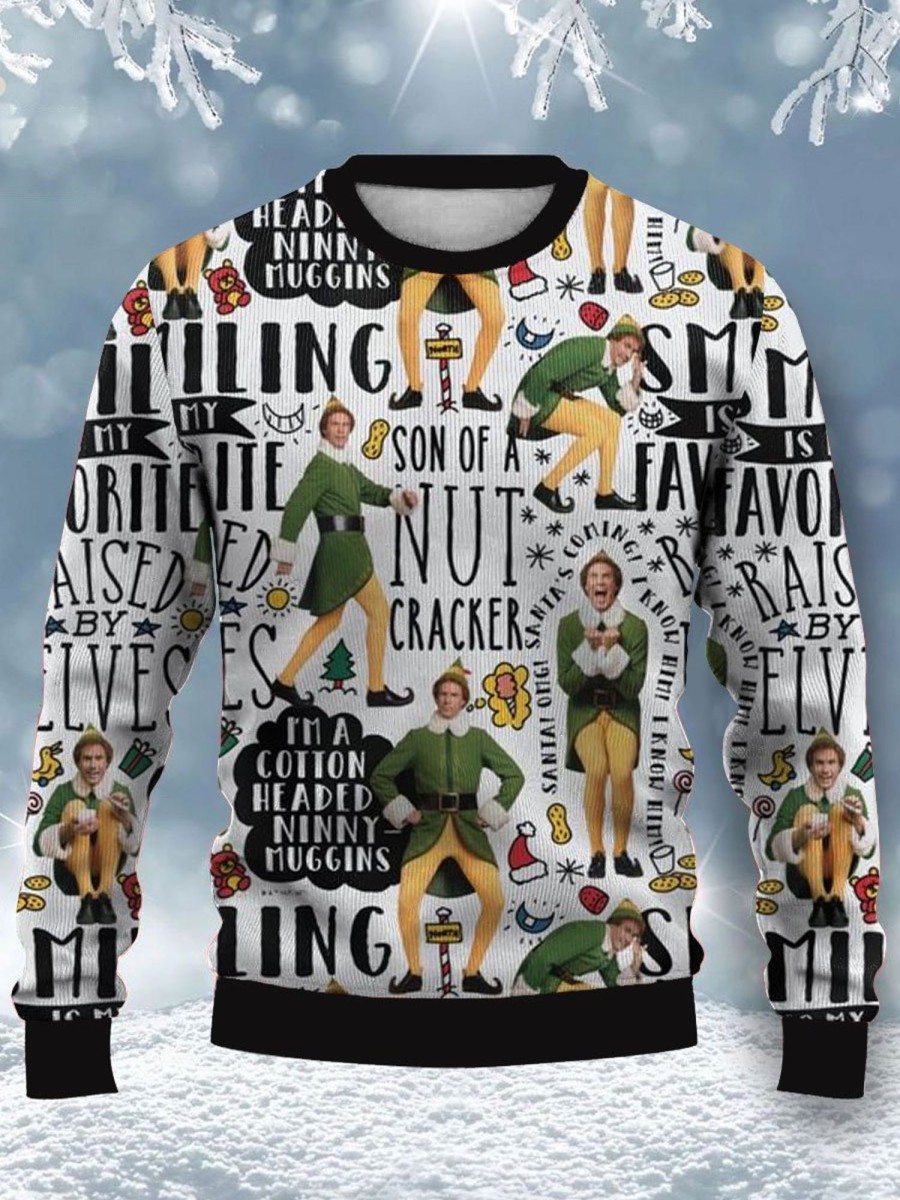 Men BXL Ugly Sweater | Men'S Fun Christmas Smiling Printed Round Neck Pullover Sweatshirt Photo Color