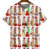 Men DJ T-Shirts | Fun Christmas Cocks Print Casual Crew Neck T-Shirt