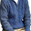 Men DJ Sweater | Half Open Collar Versatile Casual Knitted Sweater Blue