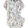 Men DJ Set | Men'S Colorful Zigzag Snake Print Short Sleeve Set Photo Color