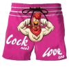 Men DJ Bottoms | Cock Need Love Too Print Pocket Shorts Purple