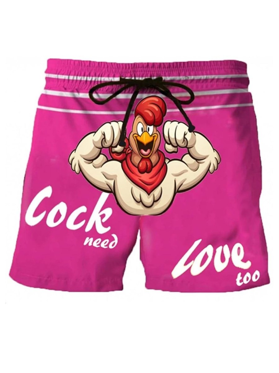 Men DJ Bottoms | Cock Need Love Too Print Pocket Shorts Purple