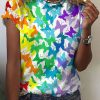 Women DJ | Women'S Rainbow Butterfly Casual Print T-Shirt Photo Color