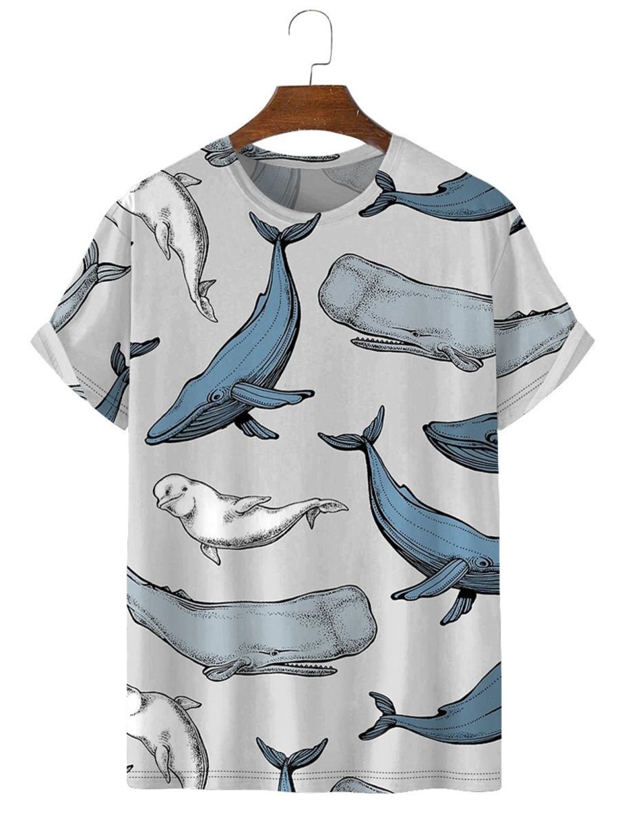 Men HLJ T-Shirts | Men'S Whale Everywhere Short Sleeve T-Shirt Light Grey