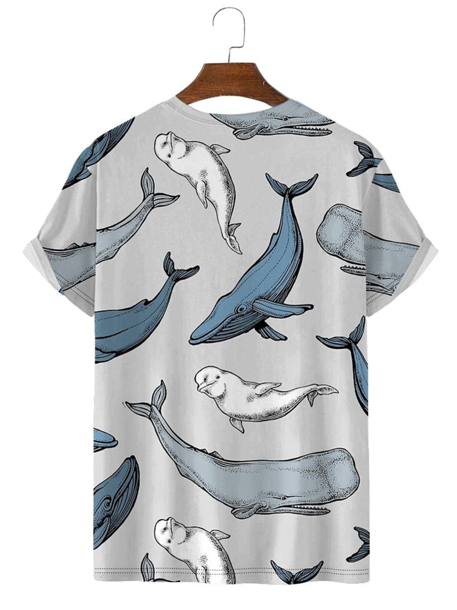 Men HLJ T-Shirts | Men'S Whale Everywhere Short Sleeve T-Shirt Light Grey