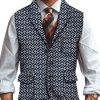 Men BXL Vest | Men'S Retro Woolen Geometric Print Multi-Pocket Casual Vest Navy Blue