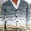 Men BXL Print Cardigan | Men'S V-Neck Ink Gradient Print Single-Breasted Sweater Cardigan 73915448Xl Gray