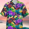 Men DJ Shirts | Men'S Hawaiian Multicolor Floral Print Casual Short Sleeve Shirt Purple