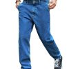 Men DJ Bottoms | Retro Versatile Pocket Casual Jeans Blue