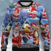 Men DJ Ugly Sweater | Christmas Fun Cartoon Print Casual Crew Neck Sweatshirt Blue