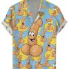 Men DJ Shirts | Fun Cocks And Ducks Print Casual Short Sleeve Shirt Photo Color