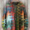 Men BXL Print Sweater | Casual Colorful Geometric Print Crew Neck Pullover Sweater 59486027Xl Grmy Green