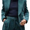 Men BXL Jacket | Men'S Solid Color Corduroy Double Breasted Casual Blazer Blue