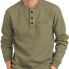 Men DJ Casual Hoodie | Solid Color Vintage Henley Collar Casual Sweatshirt Army Green