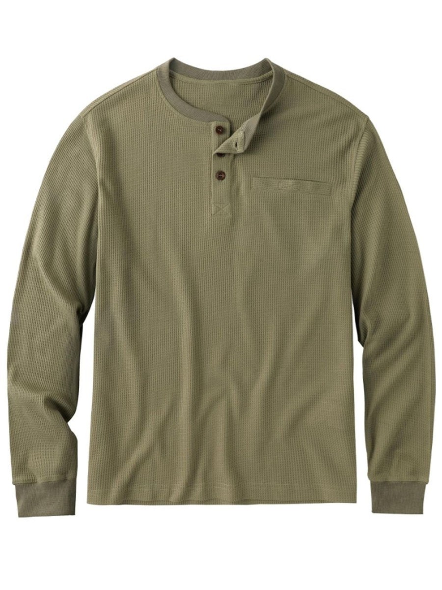 Men DJ Casual Hoodie | Solid Color Vintage Henley Collar Casual Sweatshirt Army Green