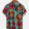 Men HLJ Shirts | Men'S Hawaiian Pineapple Skull Illustration Short Sleeve Shirt Photo Color