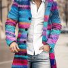 Men DJ Jacket | Retro Color Print Double Pocket Stand Collar Jacket Photo Color