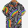 Men DJ Shirts | Men'S Rainbow Art Casual Shirt Photo Color