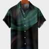 Men HLJ Shirts | Men'S Rock Wave Print Casual Short Sleeve Shirt Photo Color