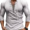 Men TH Casual Long Sleeve Shirts | Men'S Plain Henley Long Sleeve T-Shirts White