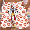 Men DJ Shorts | Fun Chicken Head And Lips Print Pocket Shorts Photo Color