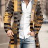 Men DJ Print Jacket | Retro Color Block Geometric Print Double Pocket Single Breasted Jacket Photo Color