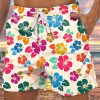 Men DJ Shorts | Colorful Hawaiian Hibiscus Print Double Pocket Lace Up Shorts Photo Color