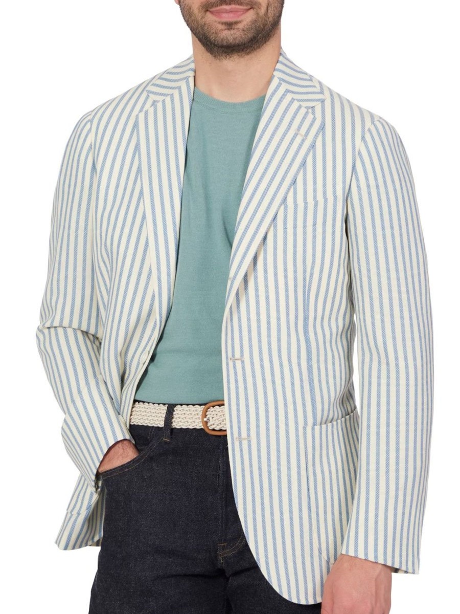 Men TH Jacket | Men'S Classic Striped Blazer Blue