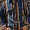 Men DJ Jacket | Lapel Double Pocket Single Breasted Colorful Plaid Jacket Photo Color