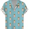 Men DJ Shirts | Fun King Cocks Print Casual Short Sleeve Shirt