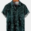 Men findercube Shirts | Men'S Floral Print Short Sleeve Shirt Green