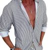 Men QMY Casual Shirts | Fashionable Casual Striped Long Sleeve Shirt Photo Color