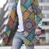 Men DJ Jacket | Ethnic Retro Print Pocket Single-Breasted Stand Collar Jacket Photo Color