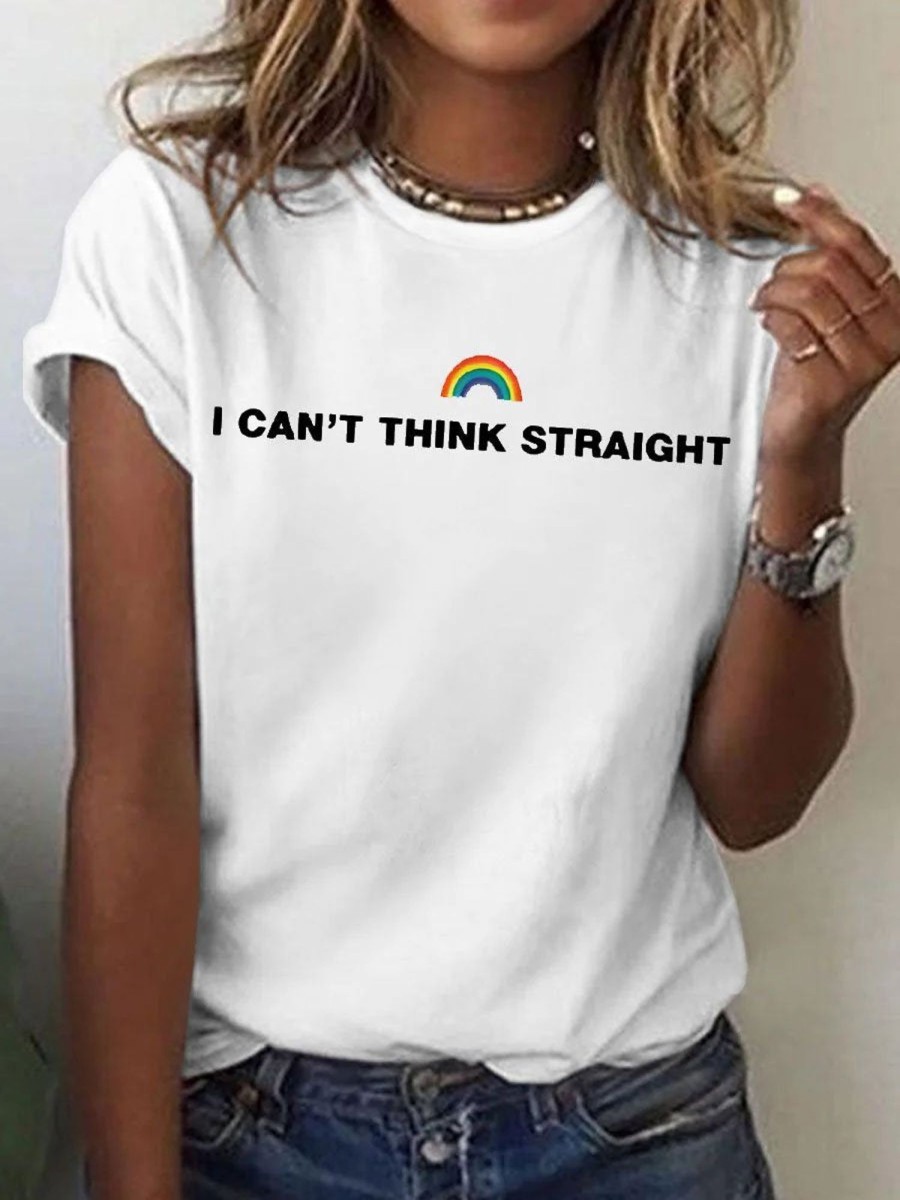 Women DJ | Women'S Lgbt Rainbow Lesbian I Can'T Think Straight Art T-Shirt