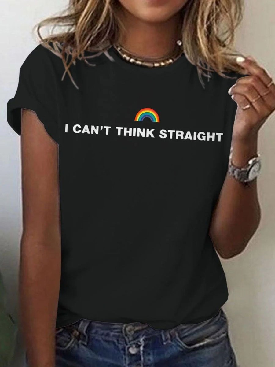 Women DJ | Women'S Lgbt Rainbow Lesbian I Can'T Think Straight Art T-Shirt