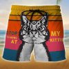 Men DJ Shorts | Fun Cat Print Pocket Lounge Shorts Red