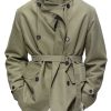 Men DJ Jacket | Solid Color Double Breasted Double Pocket Casual Trench Coat Army Green