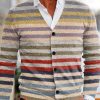 Men BXL Print Cardigan | Men'S V-Neck Colorful Striped Single-Breasted Sweater Cardigan 00429742Xl Photo Color