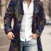 Men GYJ Print Jacket | Abstract Color Art Print Double Pocket Single Breasted Jacket Photo Color